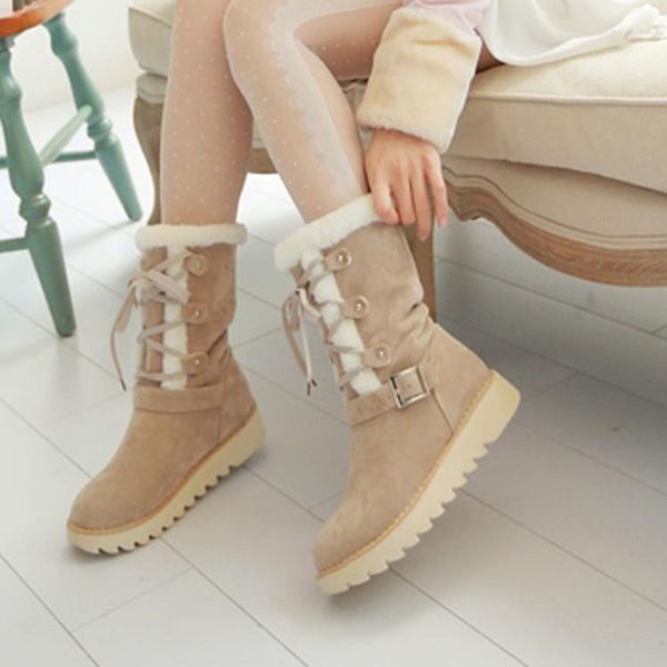 boots oversized women shoes ankle for ladies woman winter maomao belt buckle cross strap, Black