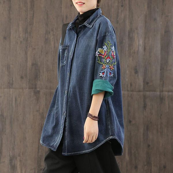 women's jackets embroidery denim jacket women spring coat 2021 plus size loose vintage jeans shirt female single breasted blusa r323, Black;brown
women's jackets embroidery denim jacket women spring coat 2021 plus size loose vintage jeans shirt female single breasted blusa r323, Black;brown
