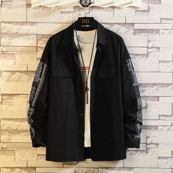 men's jackets mark spring long sleeves new classic black collar green korean-style shirt for harajuku man's clothes lxzg, Black;brown
men's jackets mark spring long sleeves new classic black collar green korean-style shirt for harajuku man's clothes lxzg, Black;brown