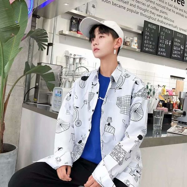 men's casual shirts shirtspring and summer korean long sleeve men's casual printed jacket youth loose creative versatile shirt o77, White;black
men's casual shirts shirtspring and summer korean long sleeve men's casual printed jacket youth loose creative versatile shirt o77, White;black