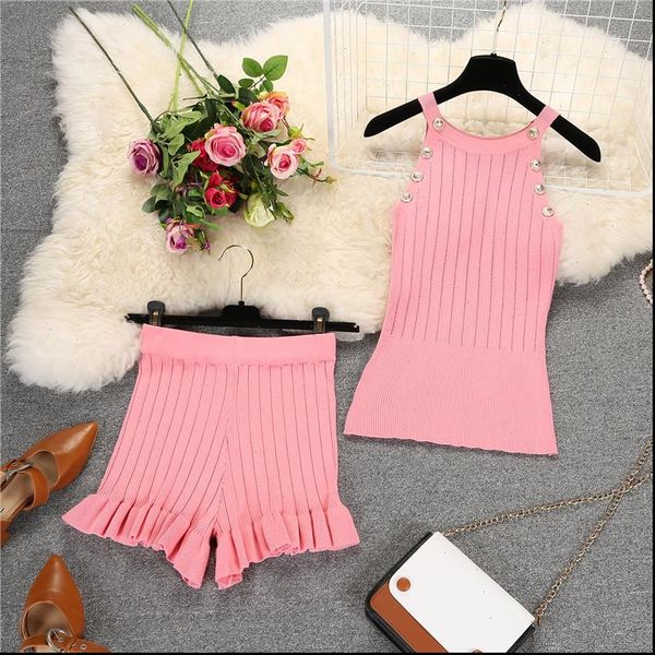 summer knit buttons women tracksuits tank shorts 2pcs clothes set thin knitted short pants suit outfits, Gray
summer knit buttons women tracksuits tank shorts 2pcs clothes set thin knitted short pants suit outfits, Gray