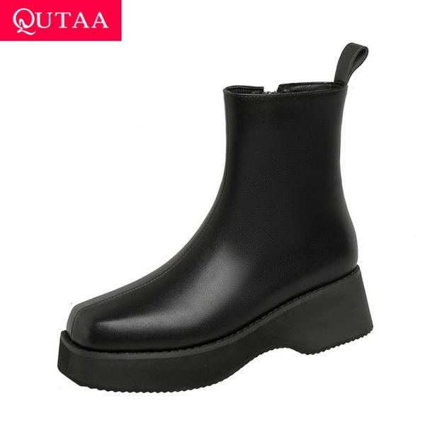 boots qutaa 2021 pu leather ankle autumn winter platform zipper short square toe concise women shoes big size 34-43, Black
boots qutaa 2021 pu leather ankle autumn winter platform zipper short square toe concise women shoes big size 34-43, Black