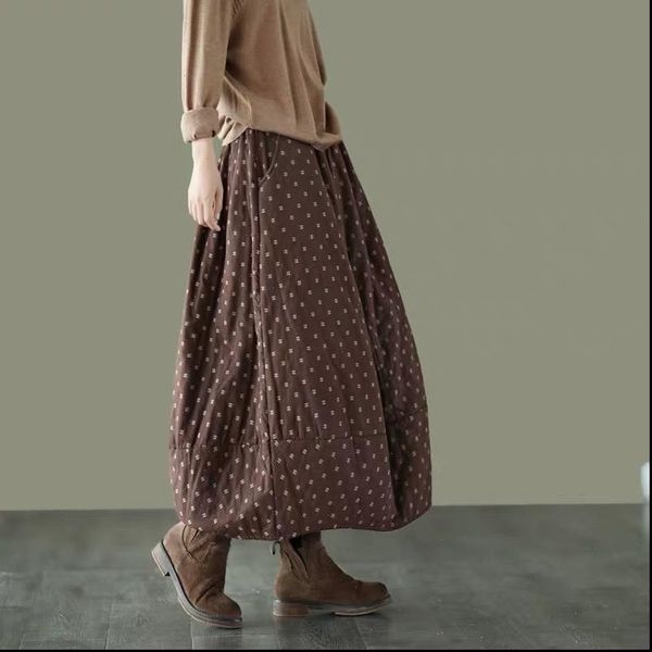 loose polka dot padded women skirts vintage elastic waist cotton linen winter, Black
loose polka dot padded women skirts vintage elastic waist cotton linen winter, Black