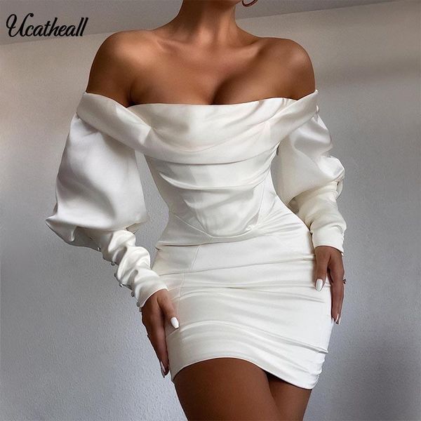 casual dresses pure ruched satin dress lantern sleeves women bodycon solid slim night club party vestidos, Black;gray
casual dresses pure ruched satin dress lantern sleeves women bodycon solid slim night club party vestidos, Black;gray