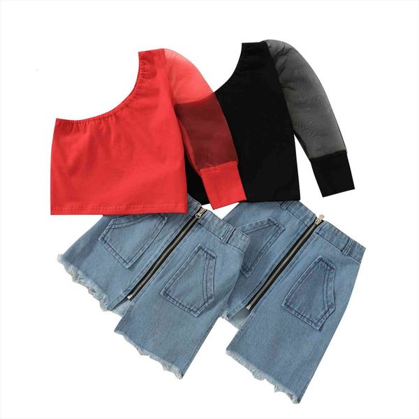 girl clothing sets puff sleeve one shoulder pullover denim zipper skirt outfit children summer toddler girls clothes, White
girl clothing sets puff sleeve one shoulder pullover denim zipper skirt outfit children summer toddler girls clothes, White