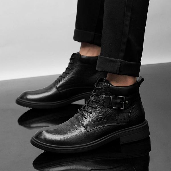 boots plus size natural leather men lace-up ankle snow vintage autumn winter shoes warm fur plush, Black
boots plus size natural leather men lace-up ankle snow vintage autumn winter shoes warm fur plush, Black