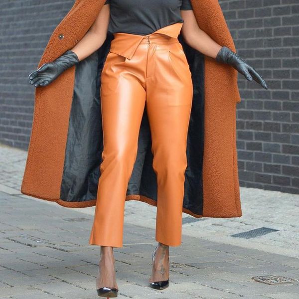 women's pants & capris 2021 women high waist pu leather classy pencil trousers, Black;white
women's pants & capris 2021 women high waist pu leather classy pencil trousers, Black;white