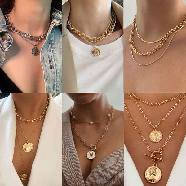necklaces pendants 17km multi-layer long gold coin necklace for women flower chain charm portrait 2021 fashion jewelry gift, Silver
necklaces pendants 17km multi-layer long gold coin necklace for women flower chain charm portrait 2021 fashion jewelry gift, Silver