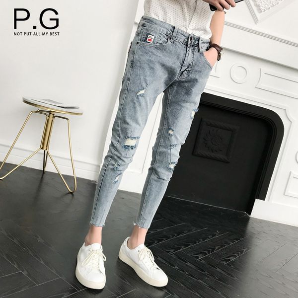 men's jeans summer washing denim hombre hole ny pants streetwear men ripped jeans for slim joker trousers ff0n, Blue
men's jeans summer washing denim hombre hole ny pants streetwear men ripped jeans for slim joker trousers ff0n, Blue