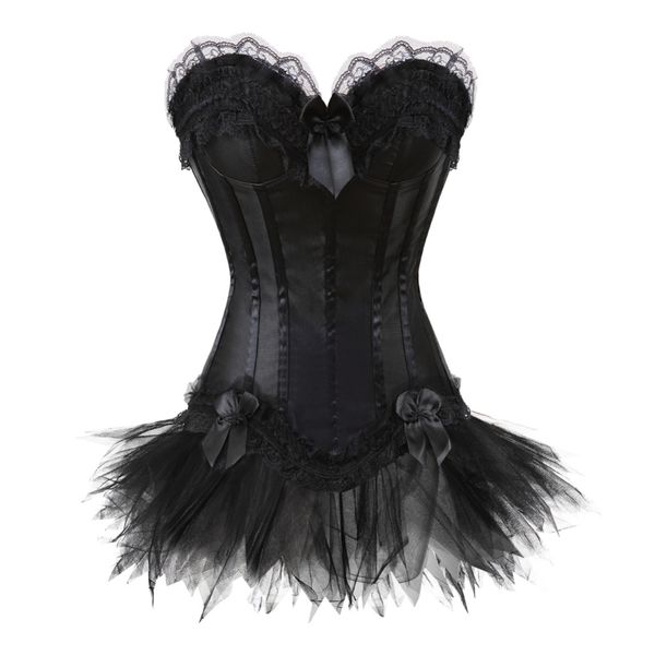 womens sexy black overbust corset and dress satin bustier with LACE mini skirt waist cincher lingerie -2XL, Top
womens sexy black overbust corset and dress satin bustier with LACE mini skirt waist cincher lingerie -2XL, Top
