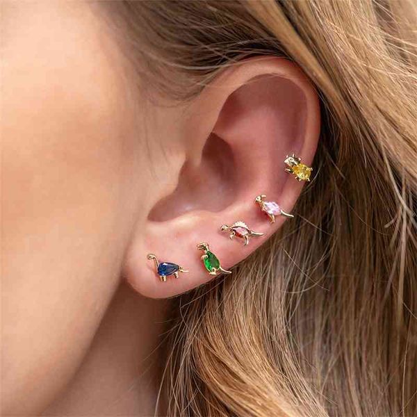 ins new earrings small dinosaur jewelry gold plated colorful zircon cute earrings, Black
ins new earrings small dinosaur jewelry gold plated colorful zircon cute earrings, Black