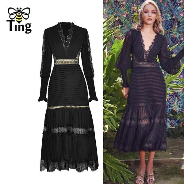 tingfly runway designer long lantern sleeve lace patchwork vintage elegant party dinner dresses v neck celebrity elbise casual, Black;gray
tingfly runway designer long lantern sleeve lace patchwork vintage elegant party dinner dresses v neck celebrity elbise casual, Black;gray