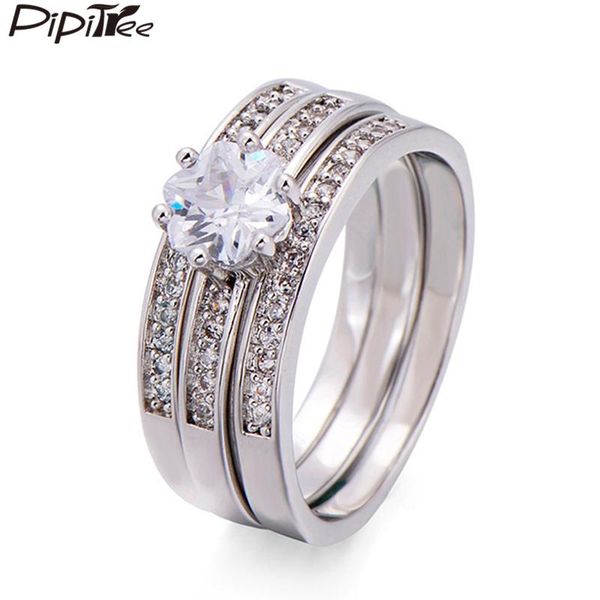 cluster rings pipitree 3pcs/set women wedding ring set copper flower cut clear cz zircon promise engagement female couple jewelry band, Golden;silver
cluster rings pipitree 3pcs/set women wedding ring set copper flower cut clear cz zircon promise engagement female couple jewelry band, Golden;silver