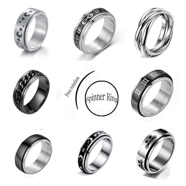 cluster rings stainless steel spinner ring for women mens fidget band moon star celtic stress relieving wide wedding anxiety, Golden;silver
cluster rings stainless steel spinner ring for women mens fidget band moon star celtic stress relieving wide wedding anxiety, Golden;silver