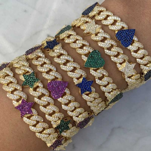 link, chain 2021 valentine's rainbow colorful white red blue green heart cz 10mm cuban iced out bling 2 row fashion women bracelet, Black
link, chain 2021 valentine's rainbow colorful white red blue green heart cz 10mm cuban iced out bling 2 row fashion women bracelet, Black