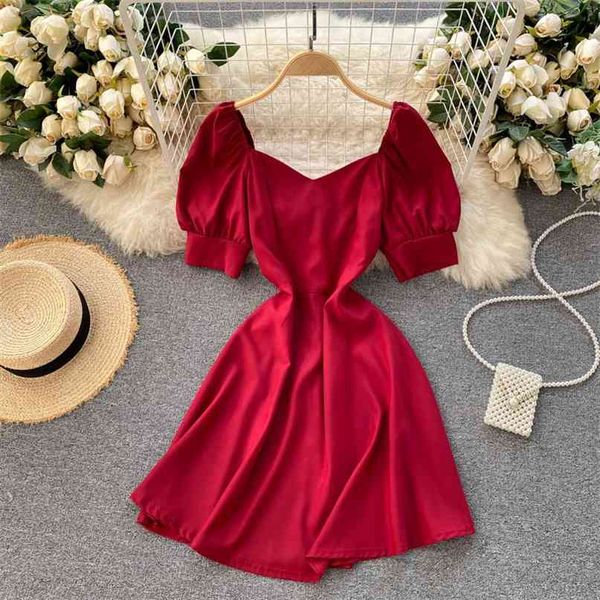 women fashion summer square neck short sleeve slim fit mini a-line dress solid color clothes vestidos r995 210527, Black;gray
women fashion summer square neck short sleeve slim fit mini a-line dress solid color clothes vestidos r995 210527, Black;gray