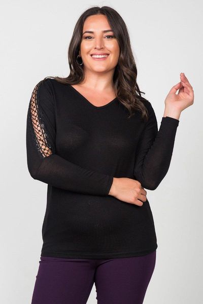 women's black scaly detailed plus size blouse with mesh sleeve blouses & shirts, White
women's black scaly detailed plus size blouse with mesh sleeve blouses & shirts, White
