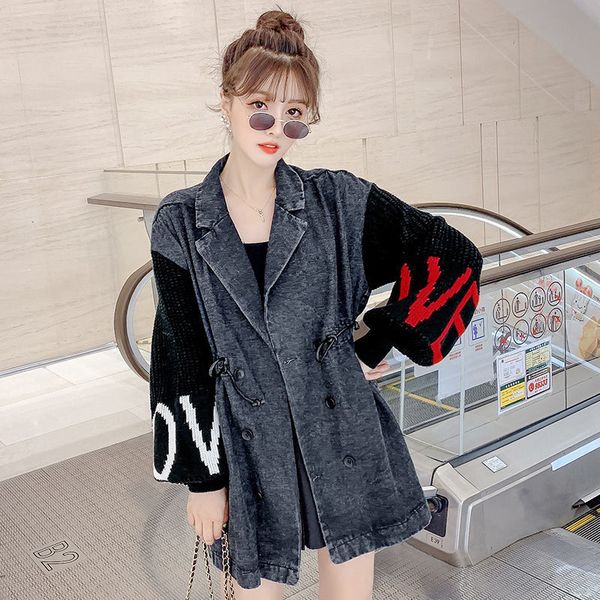 tracksuits spring autumn female lapel puff knitting shreds denim vintage jacket thin blazer femme plus size f2703 lnhz, Gray
tracksuits spring autumn female lapel puff knitting shreds denim vintage jacket thin blazer femme plus size f2703 lnhz, Gray
