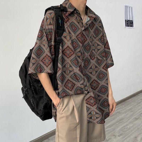 men's casual shirts origin summer drape pattern shirt loose lapel 5-point sleeve, White;black
men's casual shirts origin summer drape pattern shirt loose lapel 5-point sleeve, White;black