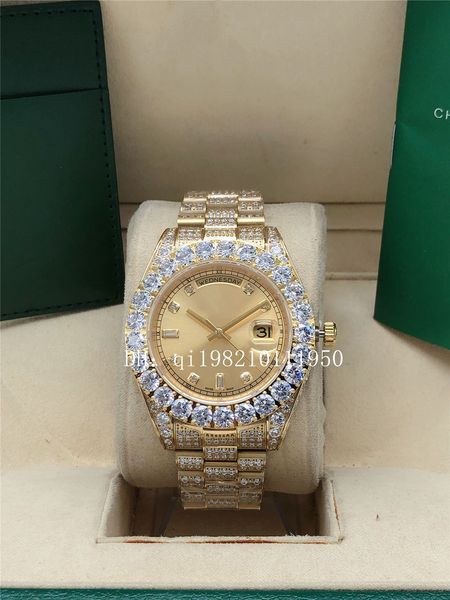 luxury u1 factory 16 style full diamond gold dial president day date watch 128238 sapphire big diamond bezel 43mm gold men automatic mechani, Slivery;brown
luxury u1 factory 16 style full diamond gold dial president day date watch 128238 sapphire big diamond bezel 43mm gold men automatic mechani, Slivery;brown