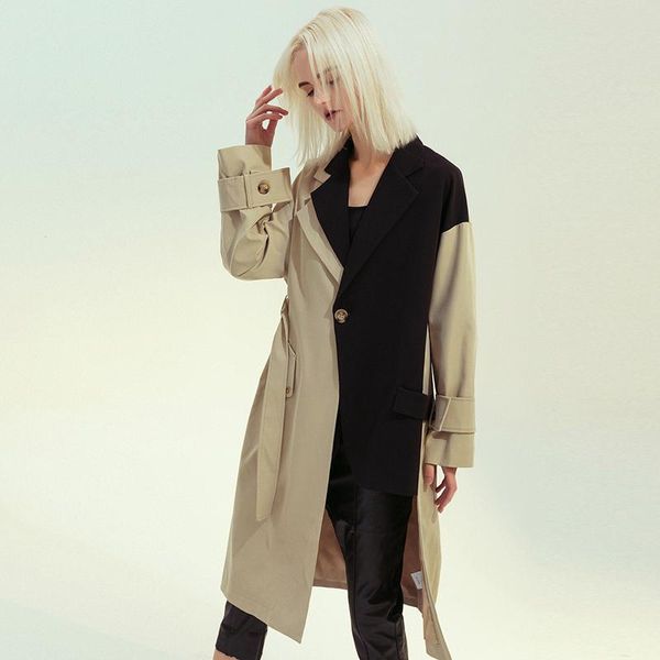 women's trench coats 2021 autumn women asymmetry stitching windbreaker female lace up outwear ladies elegant coat girls long section ja, Tan;black
women's trench coats 2021 autumn women asymmetry stitching windbreaker female lace up outwear ladies elegant coat girls long section ja, Tan;black