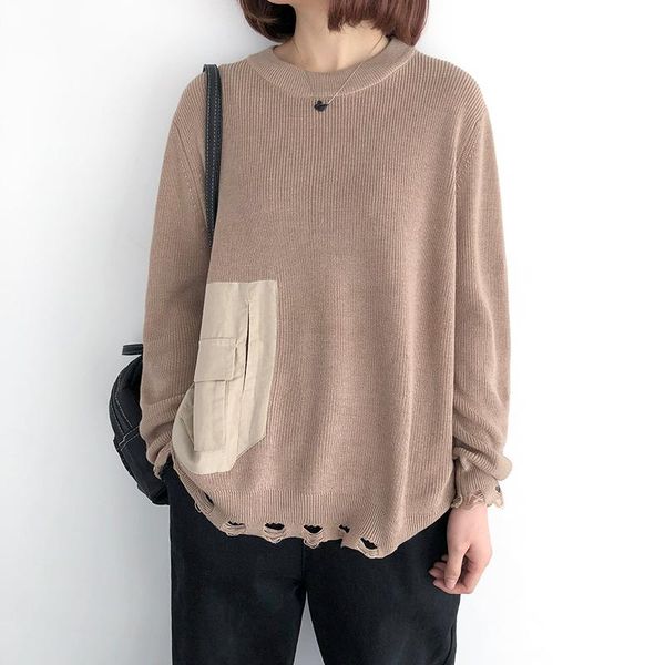 women's sweaters women sweater o neck knit 2021 spring autumn knitting loose hole long sleeve basic pullover korean female stitching bl, White;black
women's sweaters women sweater o neck knit 2021 spring autumn knitting loose hole long sleeve basic pullover korean female stitching bl, White;black