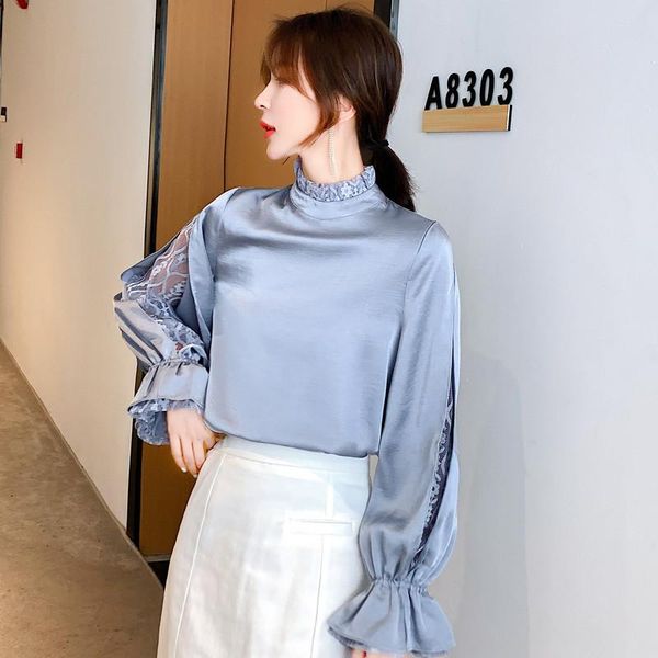 women's blouses & shirts blusas femininin autumn fashion stand collar lace splicing chiffon lantern long sleeve hollow out female pullo, White
women's blouses & shirts blusas femininin autumn fashion stand collar lace splicing chiffon lantern long sleeve hollow out female pullo, White