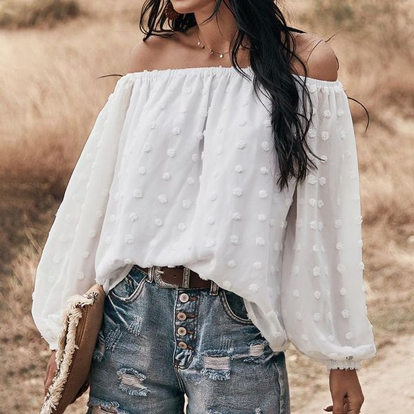 women's blouses & shirts 2021 spring and summer chiffon women long sleeve loose off shoulder fashion female casual chic, White
women's blouses & shirts 2021 spring and summer chiffon women long sleeve loose off shoulder fashion female casual chic, White