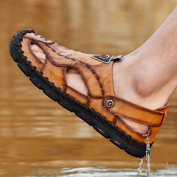 dock breathable large slippers summer layer leather sandals trend outdoor baotou soft sole casual beach shoes for men 52vr, Black
dock breathable large slippers summer layer leather sandals trend outdoor baotou soft sole casual beach shoes for men 52vr, Black