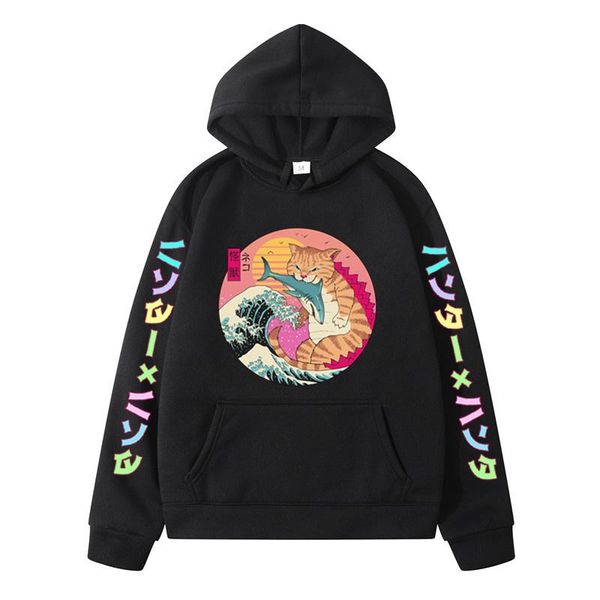 men's hoodies & sweatshirts surfing cat japanese print funny men's/women's sweaters harajuku anime fleece oversized clothes 2, Black
men's hoodies & sweatshirts surfing cat japanese print funny men's/women's sweaters harajuku anime fleece oversized clothes 2, Black