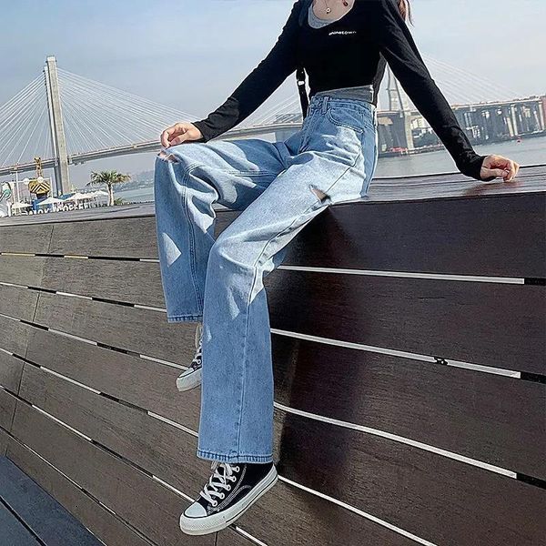 women's jeans casual wide-leg pants trousers summer thin section high waist korean version of loose long plus size black, Blue
women's jeans casual wide-leg pants trousers summer thin section high waist korean version of loose long plus size black, Blue