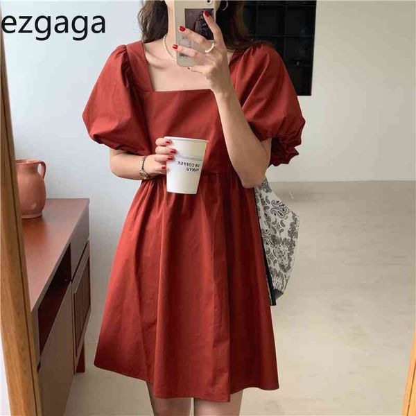 ezgaga elegant square collar puff sleeve dress women summer new korean fashion loose solid vintage mini dress vestidos 210430, Black;gray
ezgaga elegant square collar puff sleeve dress women summer new korean fashion loose solid vintage mini dress vestidos 210430, Black;gray