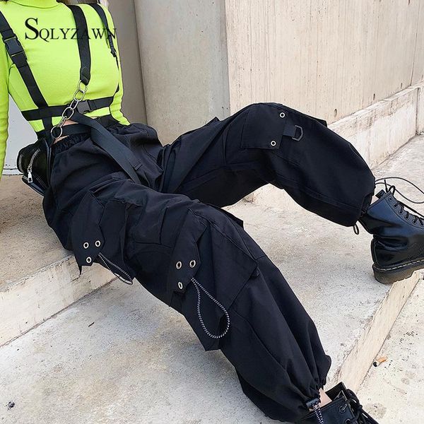 women's pants & capris gothic black high waist loose cargo female harajuku pockets trousers korean streetwear sweatpants punk joggers c, Black;white
women's pants & capris gothic black high waist loose cargo female harajuku pockets trousers korean streetwear sweatpants punk joggers c, Black;white