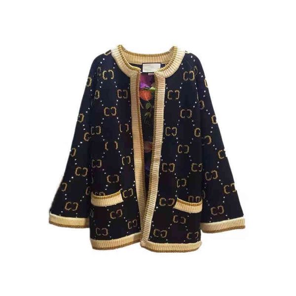 designer g black jacquard sweater knits women's mid-length autumn and winter lazy cardigan jacket, White
designer g black jacquard sweater knits women's mid-length autumn and winter lazy cardigan jacket, White