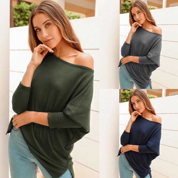women's t-shirt autumn 2021 wear waffle solid color long sleeve knitted for women, White
women's t-shirt autumn 2021 wear waffle solid color long sleeve knitted for women, White