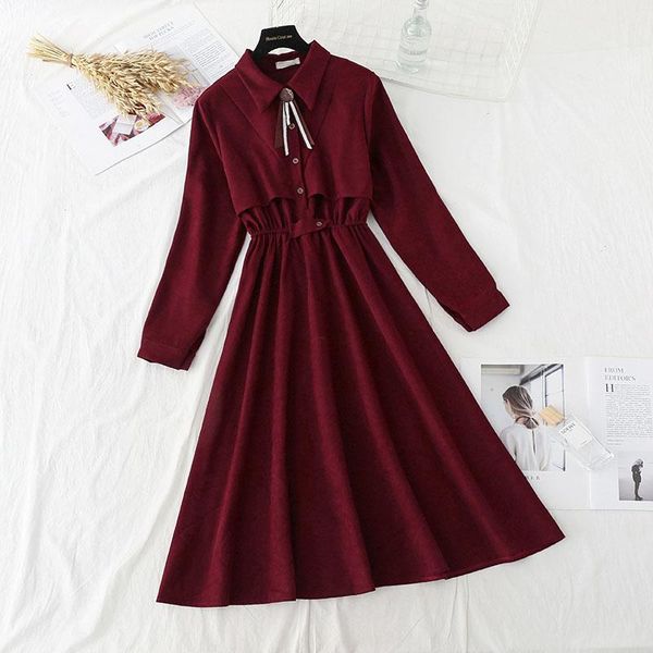 casual dresses women autumn elegant long sleeve turn-down collar bow slim elastic high waist dress office ladies corduroy vestidos, Black;gray
casual dresses women autumn elegant long sleeve turn-down collar bow slim elastic high waist dress office ladies corduroy vestidos, Black;gray