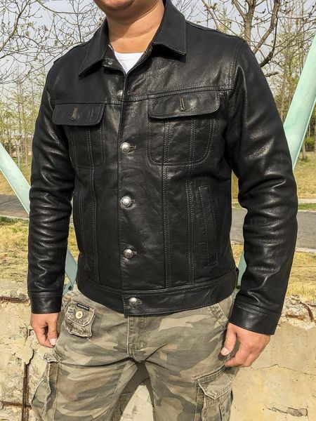 men's leather & faux motorcycle is really jackets men batiks goat cowboy style coat lapels, Black
men's leather & faux motorcycle is really jackets men batiks goat cowboy style coat lapels, Black