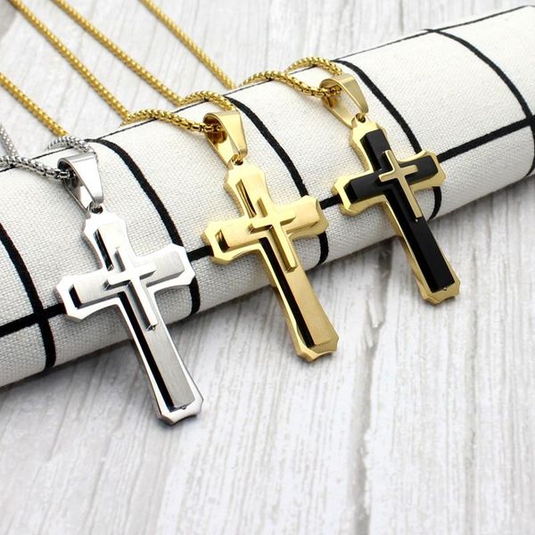 55cm/60cm men christian cross necklace pendants fashion jewelry stainless steel black gold color dropship pendant necklaces, Silver
55cm/60cm men christian cross necklace pendants fashion jewelry stainless steel black gold color dropship pendant necklaces, Silver