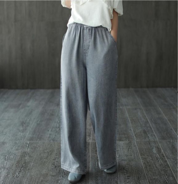 women's jeans fairynatural 2021 fashion women vintage loose long denim pants female elastic waist pocket summer wide leg trousers, Blue
women's jeans fairynatural 2021 fashion women vintage loose long denim pants female elastic waist pocket summer wide leg trousers, Blue