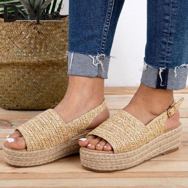 elegant hollow platform sandals 2021 brand summer heeled women casual flat heel shoes woman, Black