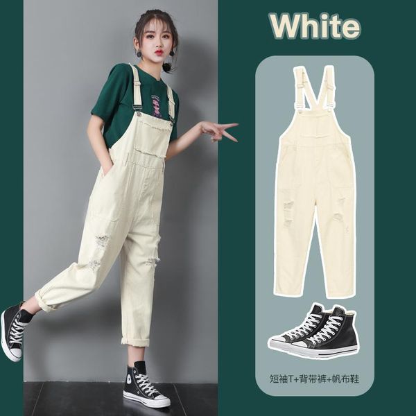 women's jumpsuits & rompers women 2021 elegant ladies denim ripped jeans bib full length pinafore overall solid loose apricot jumpsuit, Black;white
women's jumpsuits & rompers women 2021 elegant ladies denim ripped jeans bib full length pinafore overall solid loose apricot jumpsuit, Black;white