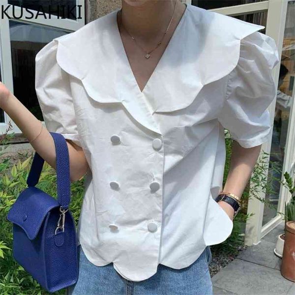 korean double breasted women puff sleeve peter pan collar blouses summer elegant blusas shirt 6j425 210603, White
korean double breasted women puff sleeve peter pan collar blouses summer elegant blusas shirt 6j425 210603, White