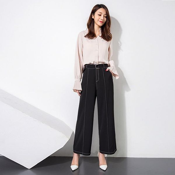 women's pants & capris large size women black spring loose high waist lace up trousers wide leg female business casual office wear, Black;white
women's pants & capris large size women black spring loose high waist lace up trousers wide leg female business casual office wear, Black;white
