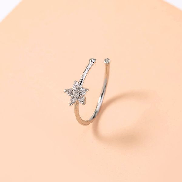 ins copper inlaid five pointed star 2 pierced zircon snowflake ring nose ornament female, Silver
ins copper inlaid five pointed star 2 pierced zircon snowflake ring nose ornament female, Silver