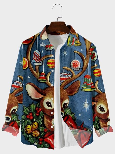 men's casual shirts 2021 christmas elk pattern digital printing loose large button long sleeve cardigan shirt, White;black
men's casual shirts 2021 christmas elk pattern digital printing loose large button long sleeve cardigan shirt, White;black