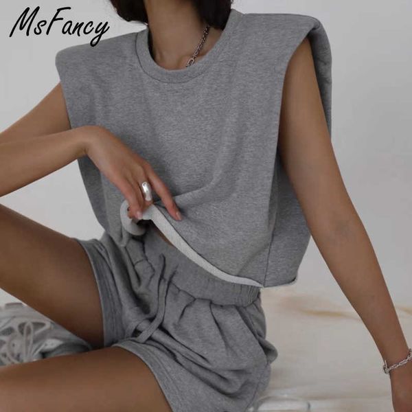 msfancy summer shorts sets women korean style shrug sleeveless vest shirt elastic waist drawstring short mujer casual sets 210604, White
msfancy summer shorts sets women korean style shrug sleeveless vest shirt elastic waist drawstring short mujer casual sets 210604, White
