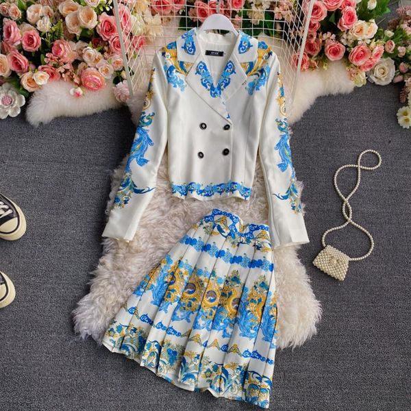 two piece dress coat suit women lapel double breasted short blazer jacket and waist pleated mini skirt 2 set, White
two piece dress coat suit women lapel double breasted short blazer jacket and waist pleated mini skirt 2 set, White