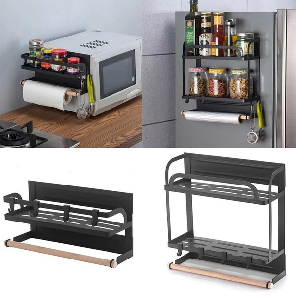 hooks & rails magnetic spice rack wall-mounted kitchen storage with hook paper towel holder refrigerator side hanging organizer shelf
hooks & rails magnetic spice rack wall-mounted kitchen storage with hook paper towel holder refrigerator side hanging organizer shelf