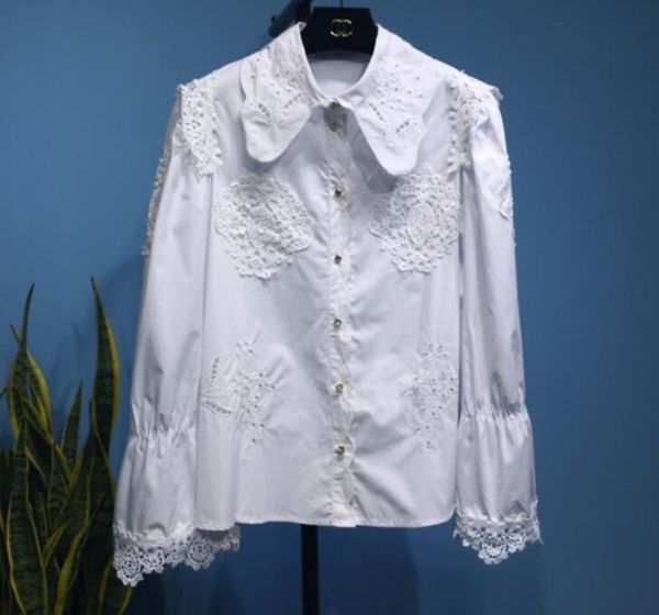 spring women's sweet exquisite flower embroidery doll collar shirt ladies flare sleeve hollowed lace blouse blouses & shirts, White
spring women's sweet exquisite flower embroidery doll collar shirt ladies flare sleeve hollowed lace blouse blouses & shirts, White