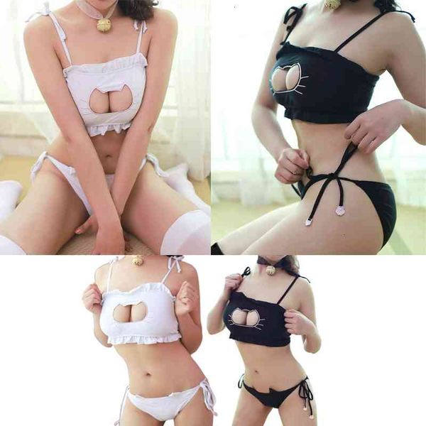 cosplay kat hollow keyhole bra set with slips lingerie underwear with chain, Black;white
cosplay kat hollow keyhole bra set with slips lingerie underwear with chain, Black;white